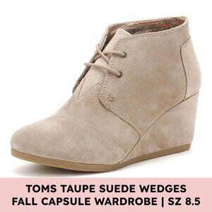 🤎 TOMS Desert Wedge Boot — Taupe Suede (8.5)